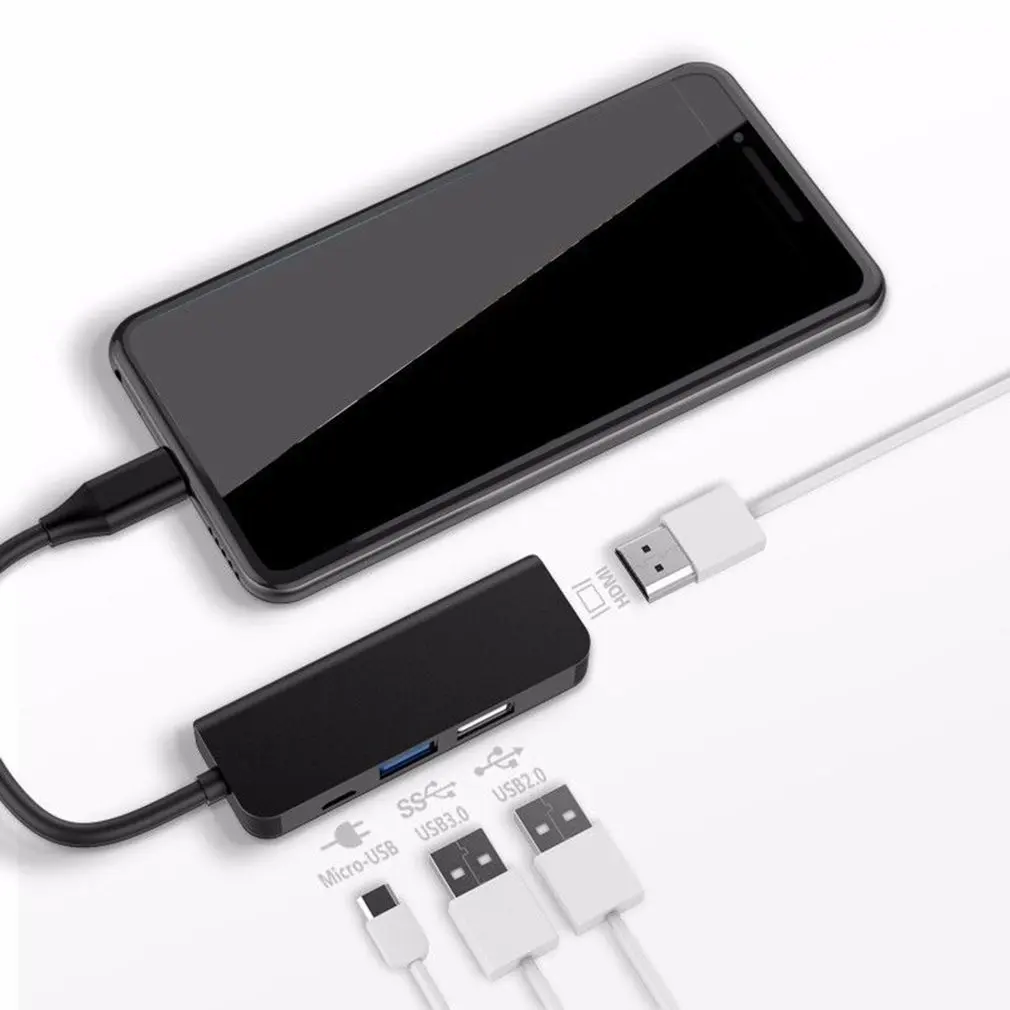 USB C концентратор USB-C к HDMI 4K концентратор USB 3,0 адаптер PD/порт зарядки Micro USB для MacBook Pro samsung Galaxy S8 type C концентратор