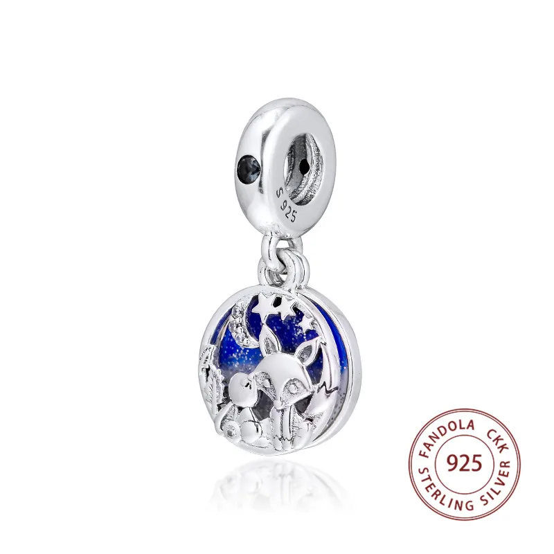 Подходит браслет в европейском стиле Argent Charm 925 пробы серебристой лисы и кролика Висячие Подвески бусины для изготовления ювелирных изделий kralen