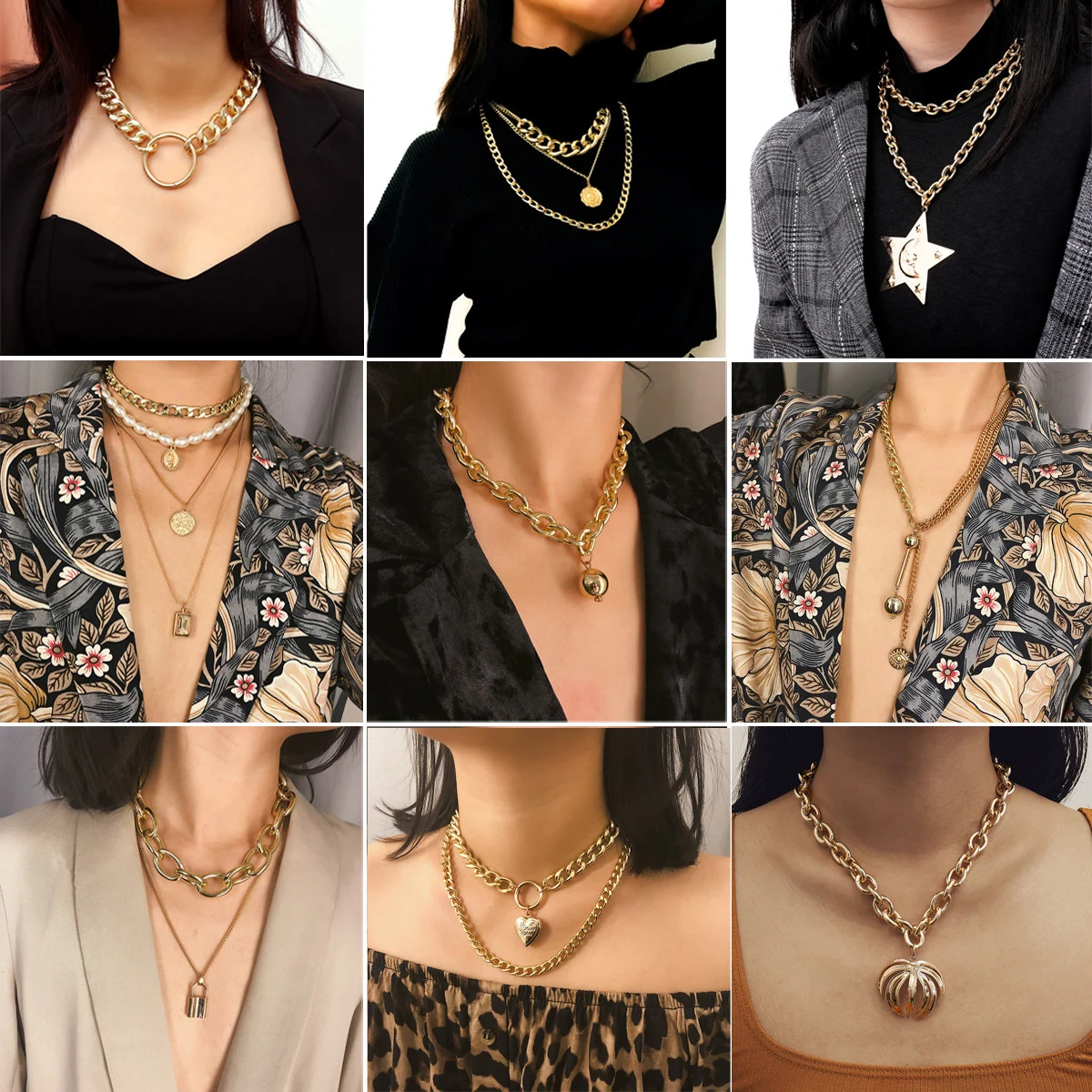 

Gold Lock Choker Necklace Multilayer Pearl Necklace For Women Chain Female Jewelry 2019 New collares collier