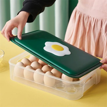 

REMARKABLY Nordic Egg Tray with Lid Kitchen 24 Grids Refrigerator Sealed Fresh Egg Storage Box Plastic Egg Container Holder Rack