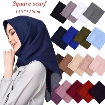 

115*115cm women SQUARE HIJABS muslim scarf Black Solid PLAIN COTTON headscarf Fashion hijuab shawl wholesale price 10PC/lot