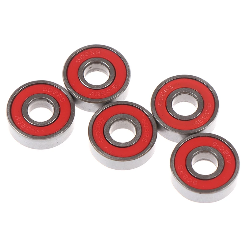 5 шт. красный ABEC-5 608-RS для скейтборда и роликов герметичные шарикоподшипники 8x22x7 мм ABEC 5 дропшиппинг