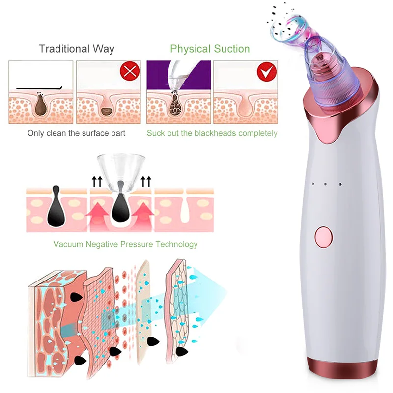 Electric Acne Remover Point Noir Blackhead Vacuum Extractor Tool Black Spots Pore Cleaner Skin Care Facial Pore Cleaner Machine