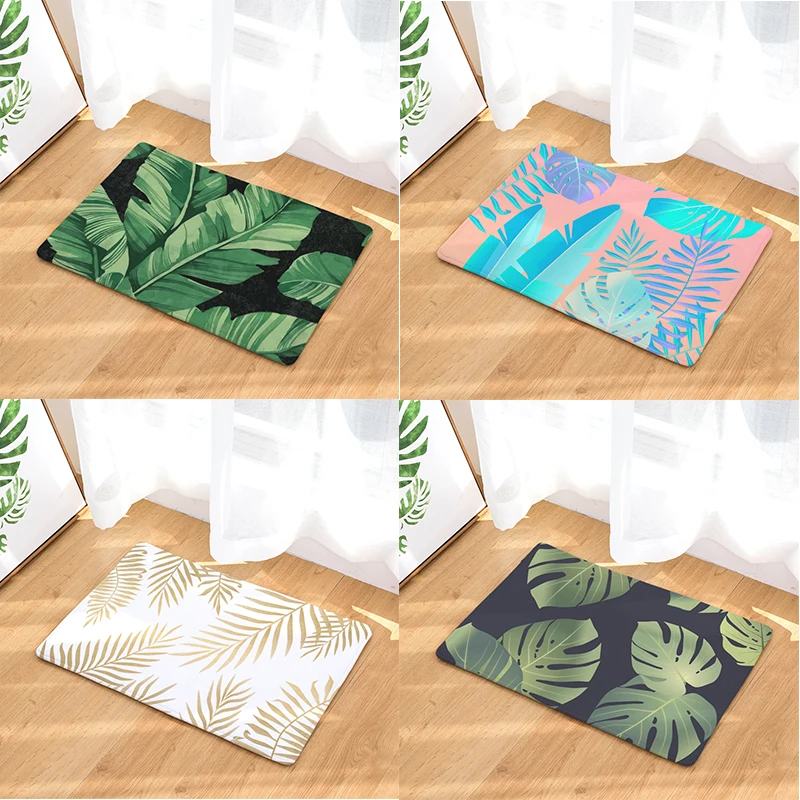 Daily Carpet Door Modern Banana Leaf Printing Carpet Flooring Mats Outdoor Living Room Kitchen Bathroom Door Antiskid Strip