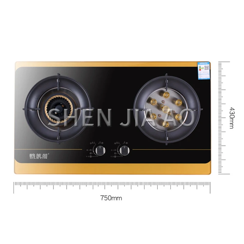 Газовая плита с двойной печи стол из закаленного стекла со встроенной