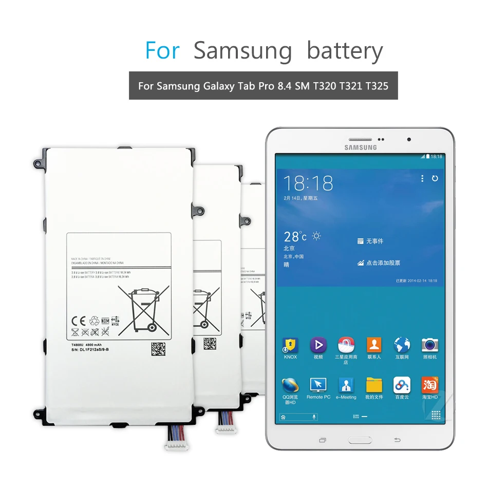 

Tablet Li-Polymer Battery For Samsung Galaxy Tab Pro 8.4 in SM-T321 T325 T320 T321 Replacement Battery T4800E T4800C 4800mAh