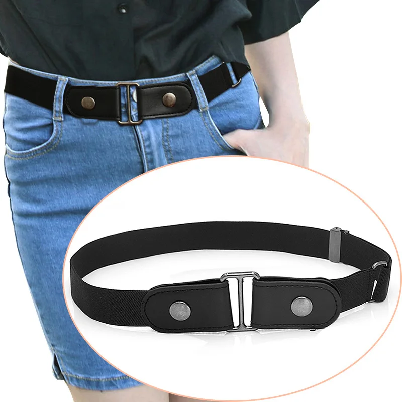 Модный женский ремень для джинсов без пряжки эластичный отдыха проблем поясной