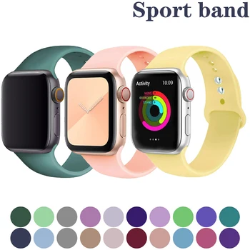 

Silicone Straps For Apple Watch band 44mm 42mm 40mm 38mm Sport watchband bracelet iWatch for apple watch series 6 SE 5 4 3 44 mm