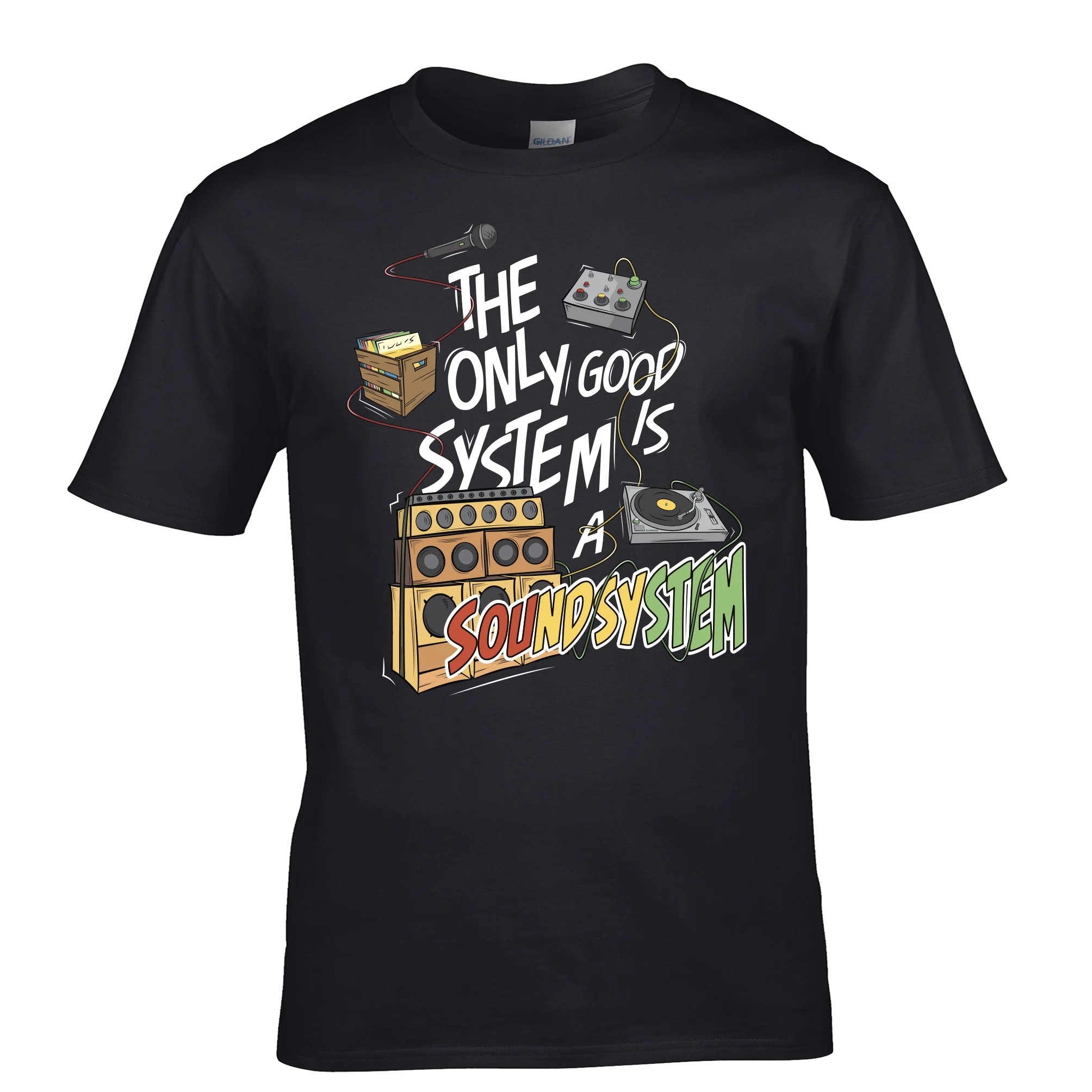 

The Only Good System Is A Soundsystem Dub Culture Printed Slogan Mens T Shirt Short Sleeve Hip Hop Tee T Shirt Top Tee