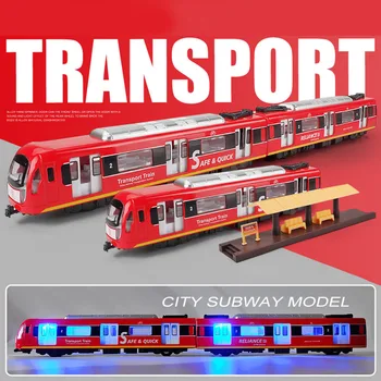 

1:87 Simulation Pull Back Car Sand Table Commuting Alloy Train Model (Three Carriages) - Red/Blue
