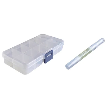 

10Pcs 10 Compartments Plastic Nail Art Tips Case & 10Pcs Mixed Different Flavors New Cuticle Revitalizer Oil Soften Pen