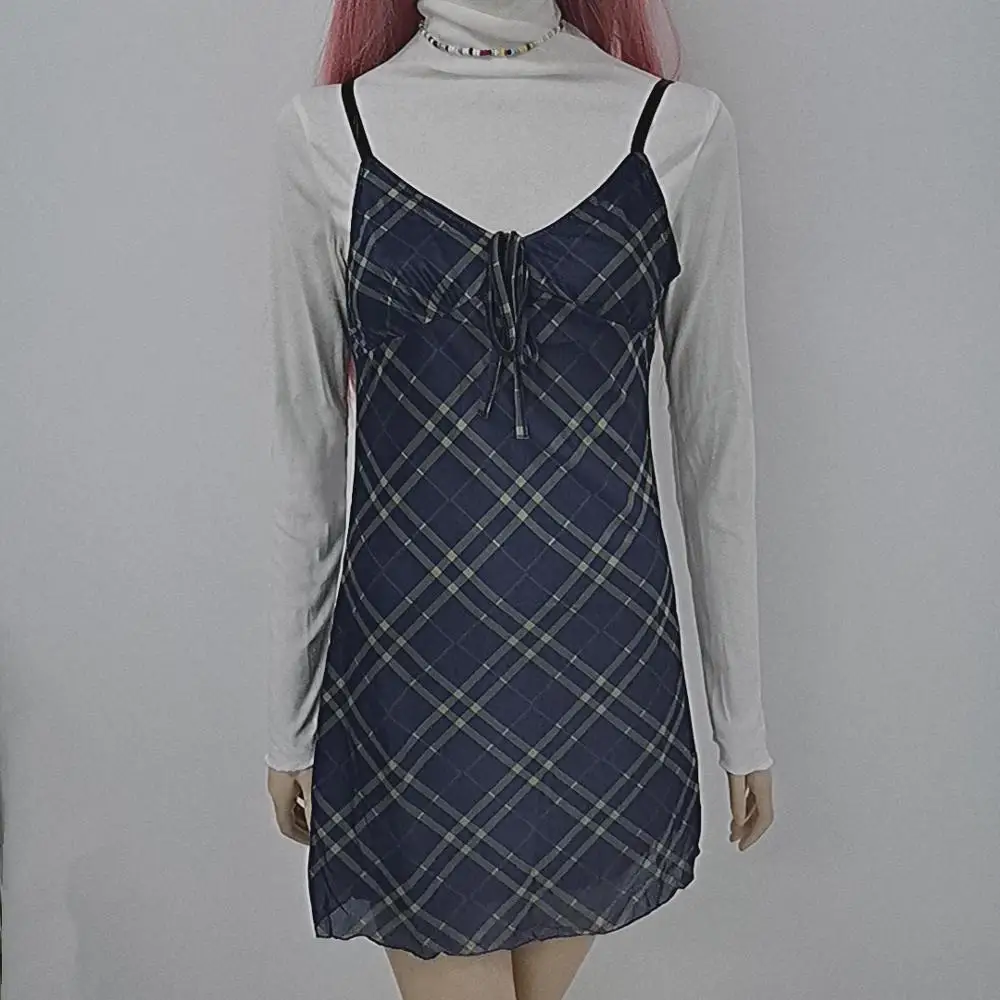 Vintage Mesh V-neck Backless A-line Dress-0