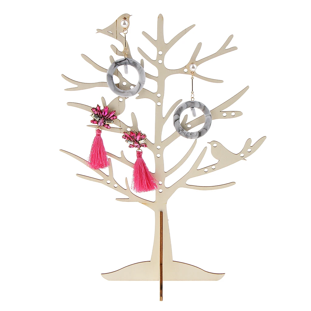 

29 Hole Natural Wood Tree Branch Bird Jewelry Display Stand Organizer Holder Earrings Necklace Ring Pendant Bracelet Holder