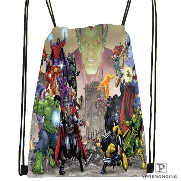 Drawstring Backpack Пользовательские Marvell Comics походная сумка на шнурке милый рюкзак для детей(черная спинка) 31x40 см#2018612-01-8 - Цвет: Drawstring Backpack
