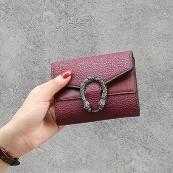 

Vintga Magnet Buckle Wallets Purses Dragon Head For Women Girls Ladies Money Coin Pocket Card Holder Female Wallets Clutch Bag