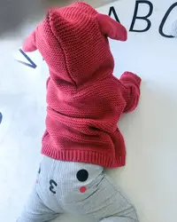 Вязаный свитер для малышей; сезон осень-зима; свитера для маленьких девочек; свитер с капюшоном и длинными ушками для мальчиков; хлопковый