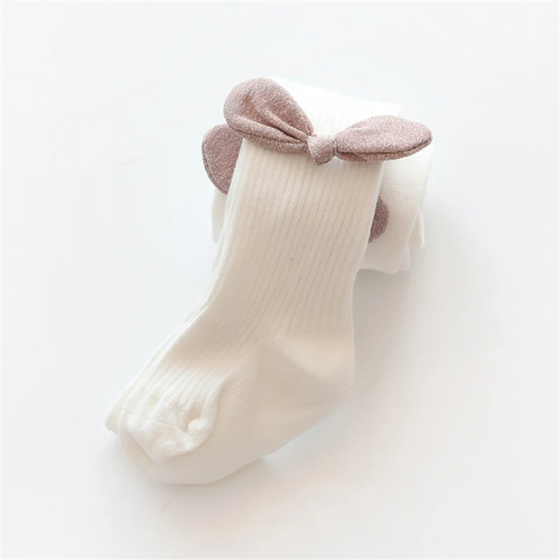 White Колготки для девочек, колготки для девочек, колготы, Осень-зима, новые детские колготки, яркие шелковые колготки с бантами, колготки для 6-8 лет - Цвет: White