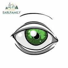 EARLFAMILY 13cm x 9.8cm Green Eye RV VAN 3D DIY Fine Decal Anime Refrigerator Air Conditioner Waterproof Trunk Truck Graphics