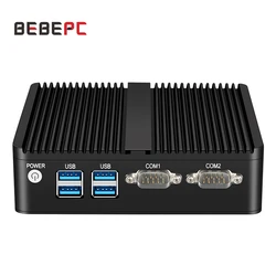BEBEPC Fanless Industrial Mini PC Pentium N3520 N3530 Quad-Core Dual LAN Desktop Computer Windows 10 Pro WIFI RS232 minipc