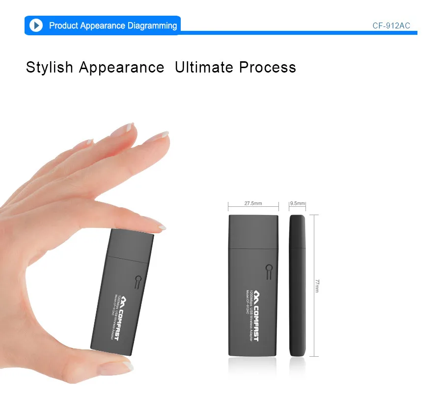 Comfast 1200 м USB 3,0 беспроводной/WiFi AC гигабитный адаптер ключ адаптер 802.11AC ноутбук двухдиапазонный 2,4 ГГц+ 5 ГГц