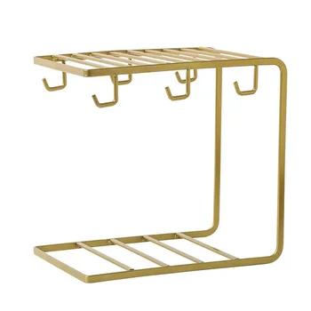 

6 Hooks Metal Coffee Mug Cup Holder Rack Coffee Cup,Storage Rack,Drying Display Rack Glod