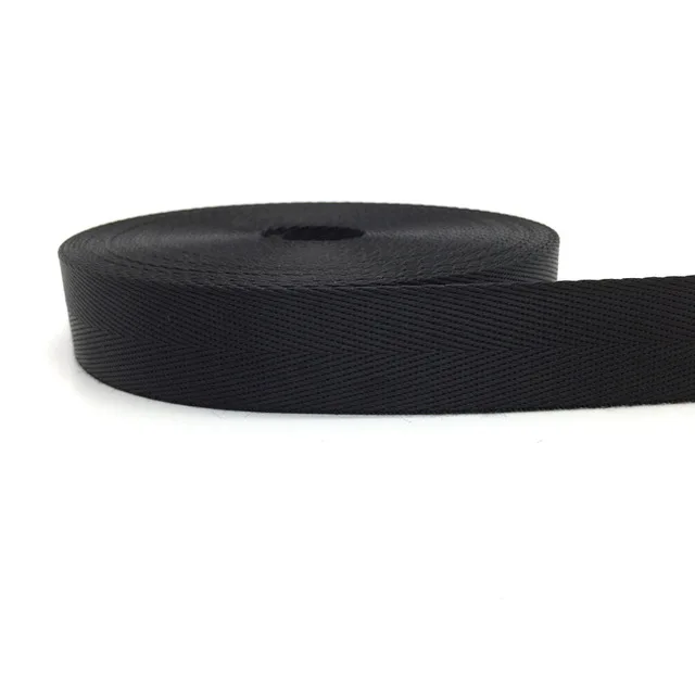 5Yards 20-50mm Quality Strap Nylon Webbing Herringbone Pattern Knapsack Strapping DIY Sewing Bag Belt Accessories Seat belts black 38mm