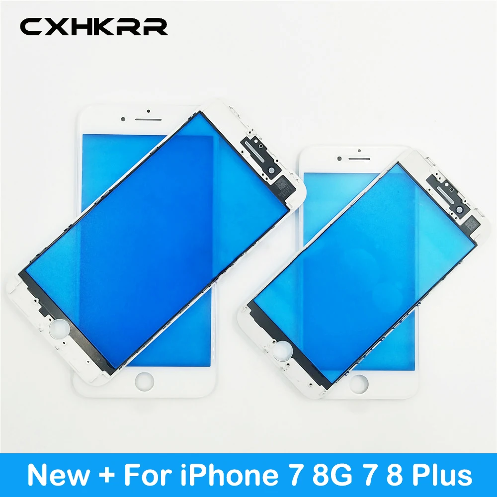 10 шт., новинка, сенсорная панель для iPhone 7, 8G, 7 Plus, 8 Plus, передний внешний экран, стеклянные линзы с рамкой
