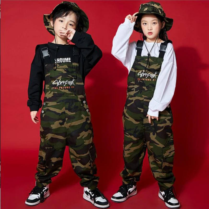 

Детская одежда в стиле K-POP, одежда для девочек и мальчиков, рубашка для сиденья, камуфляжный комбинезон, уличный комбинезон, штаны, сценические танцевальные костюмы в стиле хип-хоп