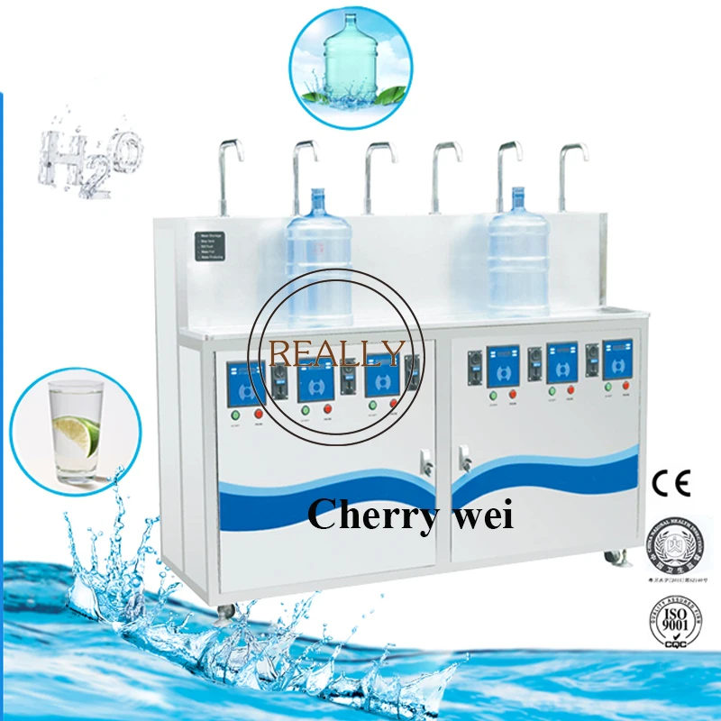 Six Outlets Pure Water Vending Machine /coin and bill acceptor Purified