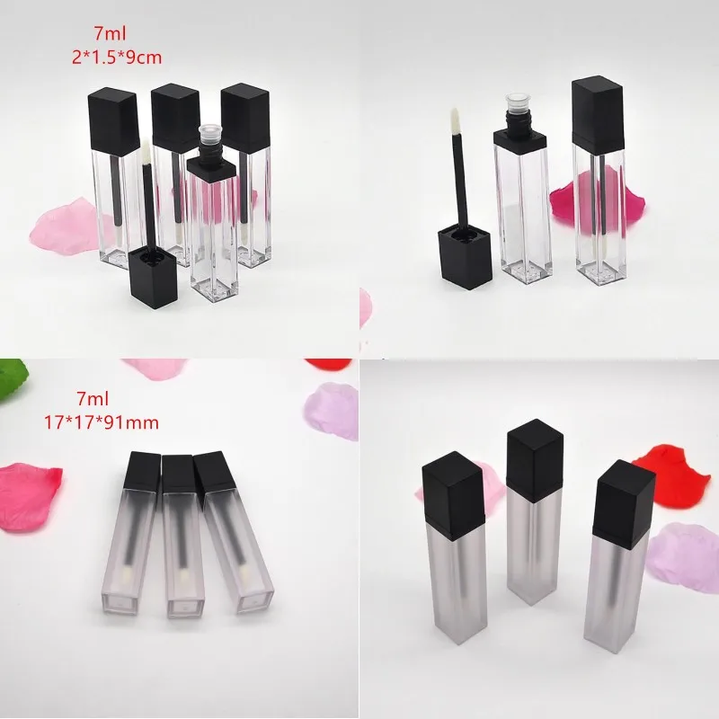10/30/50pcs Empty Lip gloss Tubes Square shape Black Lid Clear glaze tube Mini Sample vials Cosmetic Packing container F3766 | Красота и