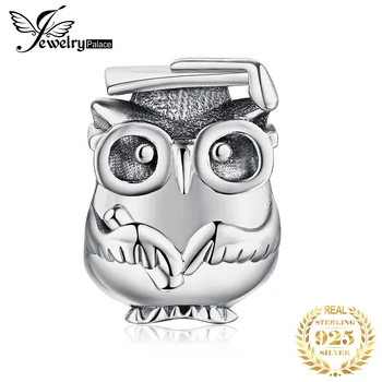 

JewelryPalace 925 Sterling Silver Wise Owl Beads Charms Silver 925 Original Fit Bracelet Silver 925 original For Jewelry Making