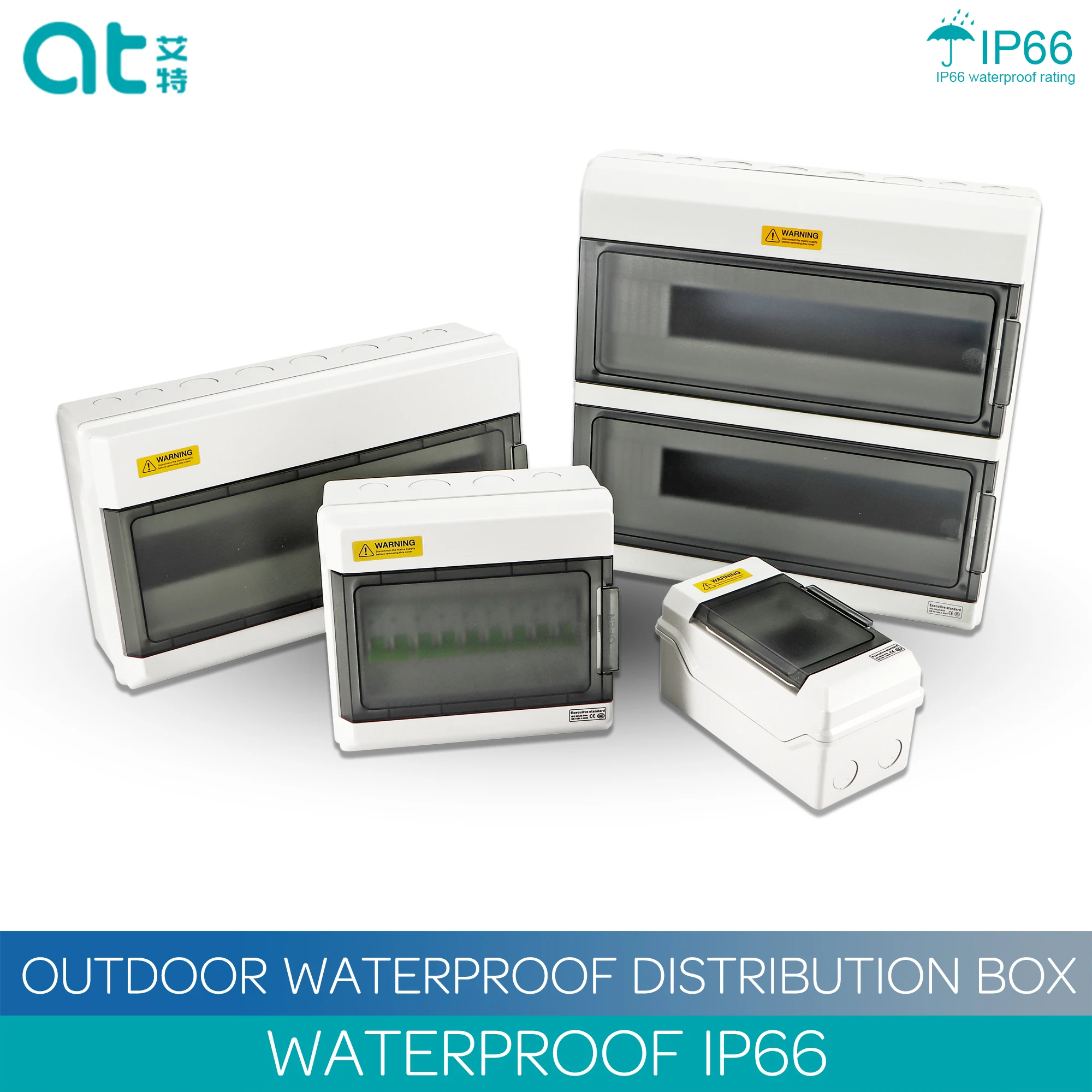 

4 Ways IP66 PC Waterproof Distribution Box Switch Box Breaker Box With Busbar