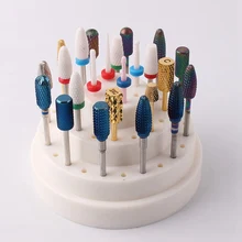 1 комплект 48 отверстий розовые сверла для ногтей дисплей стойки сверла для ногтей Коробка органайзер контейнер Маникюрный Инструмент