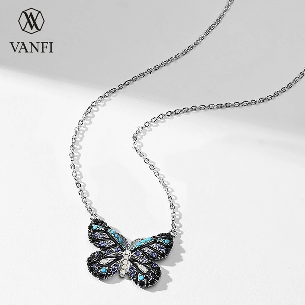 

Kfvanfi Women Animal Jewelry Pendant Chain Insect Colorful Rhinestones Butterfly Necklace