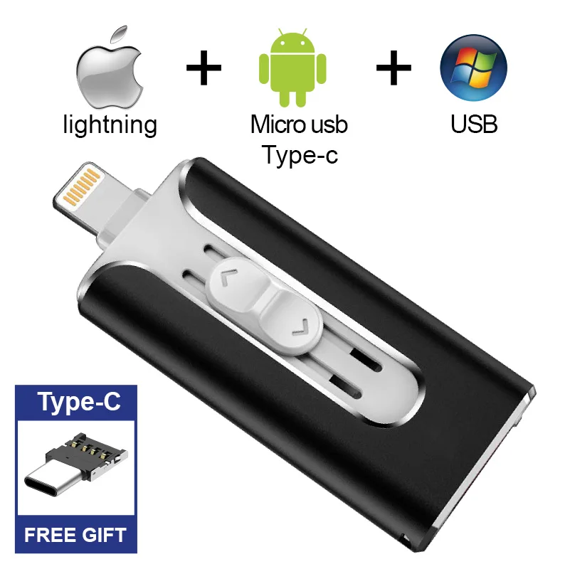 Бесплатный Тип C адаптер для IOS Android i-Flash Drive iPhone OTG USB флэш-накопитель карта памяти
