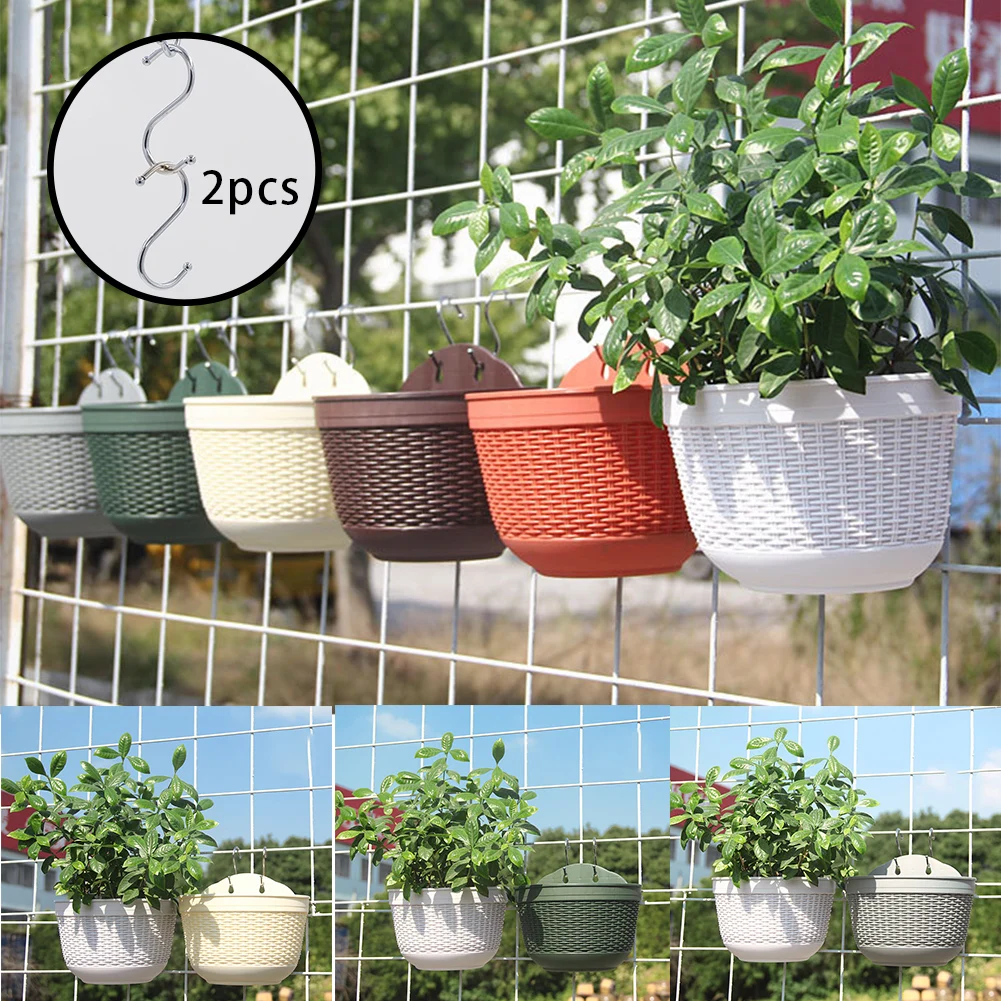 Wall Hanging Flower Pots Garden Fence Balcony Basket Plant Pot Planter Art Decor 