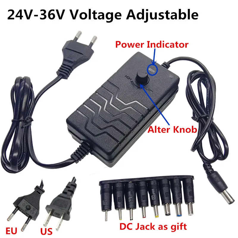 AC to DC 24-36V 2A Adjustable Power Supply Adapter Motor Speed Controller US//EU