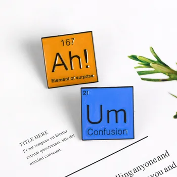 

Creative Cartoon Chemical Element Periodic Table Enamel Brooch Um, Ah! Modal Particles Fun Badge Denim Shirt Lapel Pin Punk Gift
