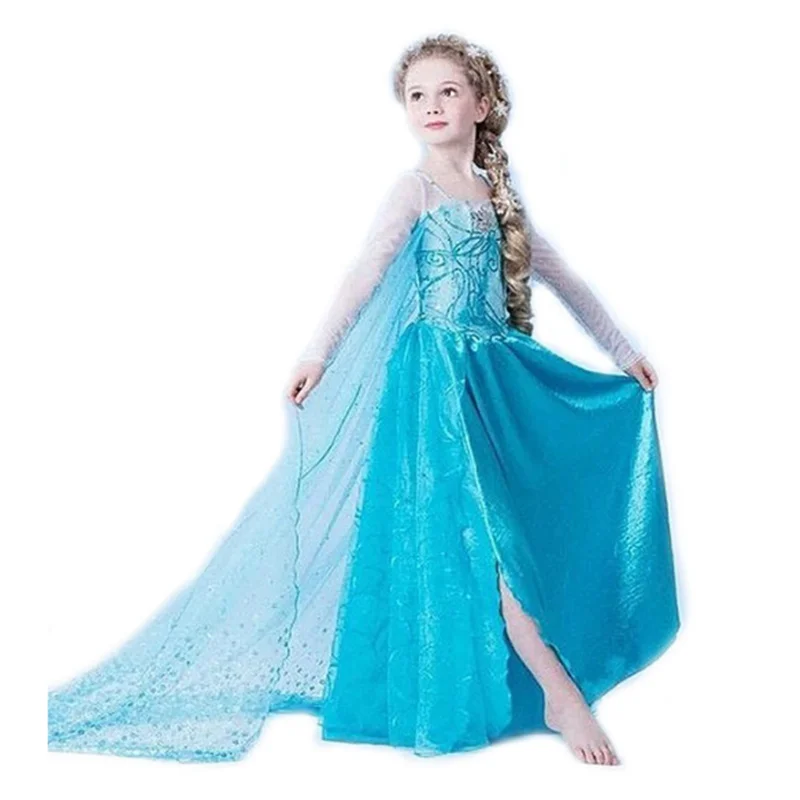 only dress5 «Анна и Эльза» 2 шт. Бандажное платье для девочек костюм принцессы для костюмированного представления, курточка в стиле Эльзы карнавальный костюм День рождения Синее платье покроя «принцессы» для Детские платья - Цвет: only dress5