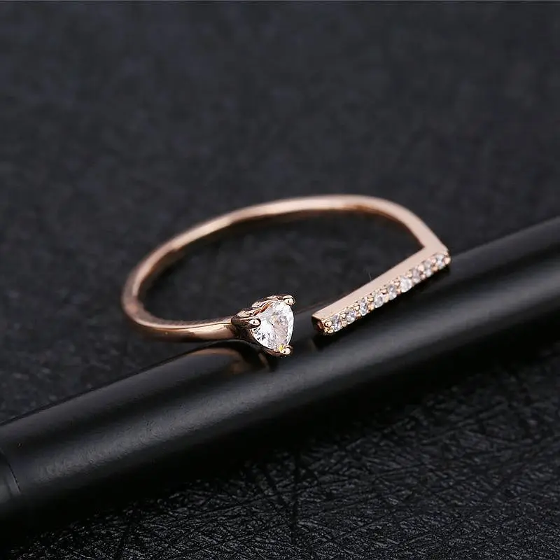 MIGGA кольцо в форме сердца с кубическим цирконием для женщин, вечерние, подарок, розовое золото, цвет CZ, ювелирные изделия с кристаллами
