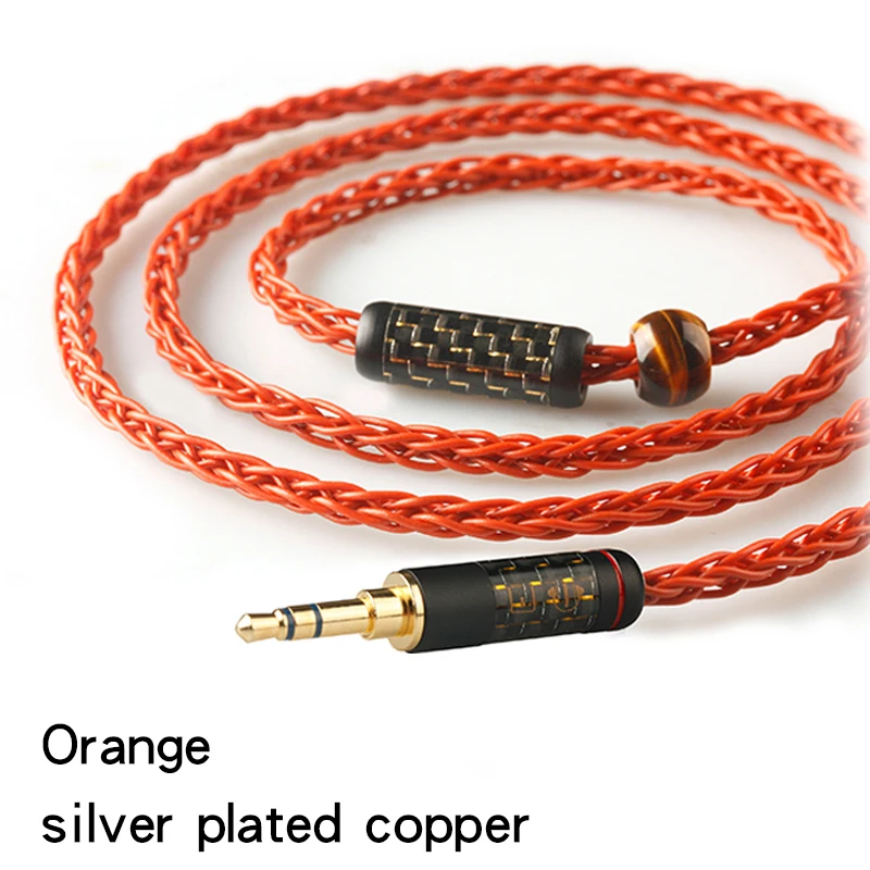 Orange XiaoFan A9MK2 8 сердечник медное покрытие серебро 3,5/2,5/4,4 сбалансированный кабель 0,78 0,75 2pin/mmcx разъем Hifi Обновление кабель для Shure - Цвет: Orange