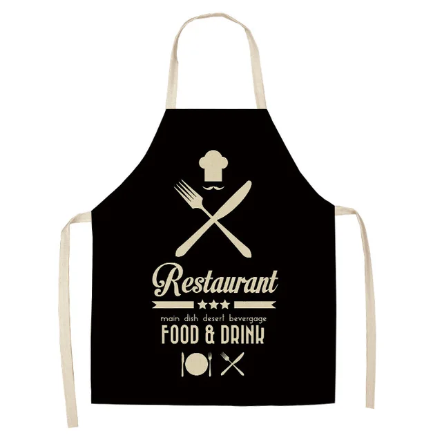 Black and White Pattern Aprons Kitchen Aprons Woman Decor Cotton Linen Sleeveless Apron Cooking Baking Waist Bib Tool WQCN31