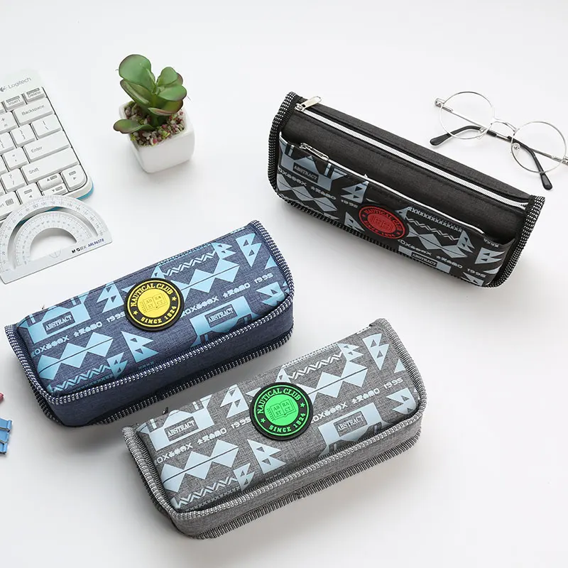 

TOPSTHINK Pencil case Simple fabric Korean style stationery bag cool large zipper pencilcase for boy