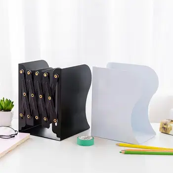 Adjustable Bookshelf Desk Organizer Retractable Bookends Metal Foldable Book Shelves Support Stand Home Office Accessories 1