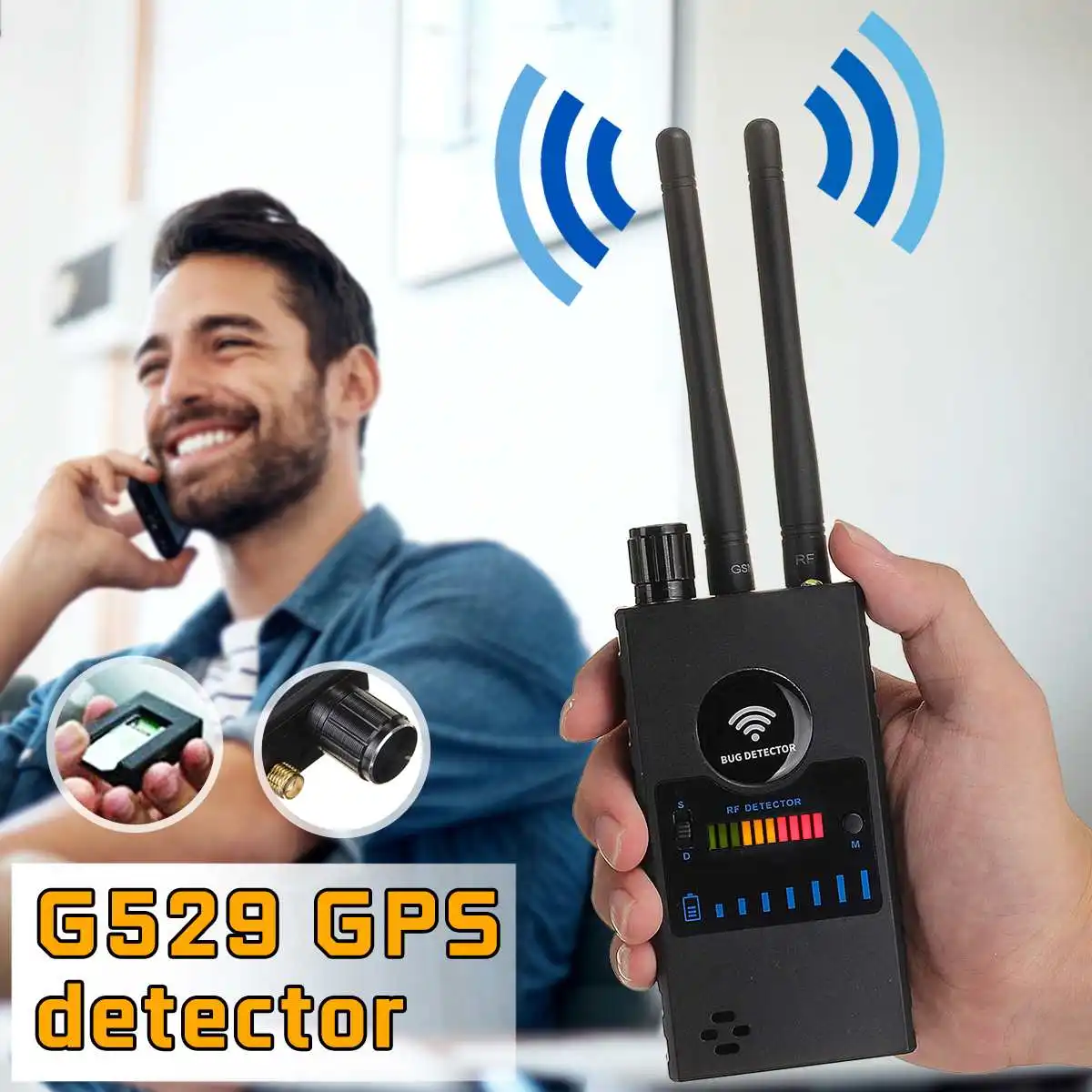 

Dual Antenna Anti-Spy GPS Magnetic Wireless Camera Detector Signal Automatic Finder racker Frequency Scan Sweeper Protect