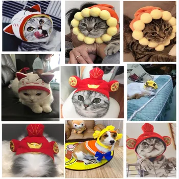 

8pcs Pet Christmas Costume Hat Gift Dog Cat Headwear With Sticker Funny Animal Costume Hat Pet Soft Headgear for Festival
