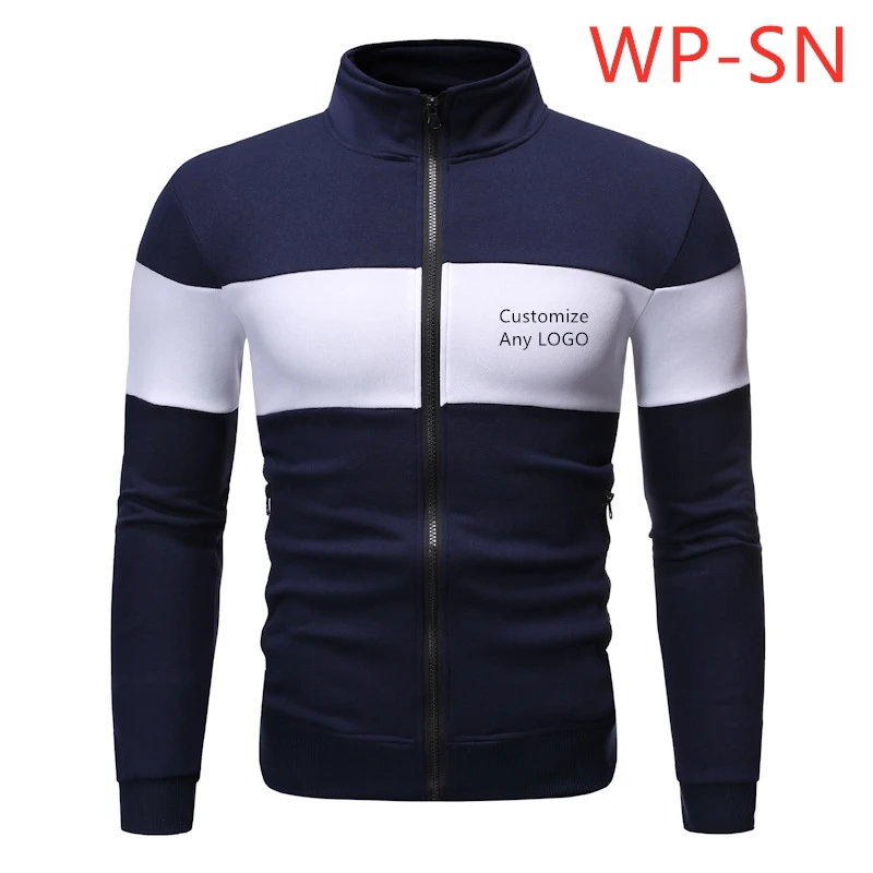 WP-SN, мужские,, классические, модные, Осень-зима, уплотненные, теплые, готический стиль, на молнии, мужские, удобные, высокое качество, топы, популярная, дикая верхняя одежда - Цвет: Navy