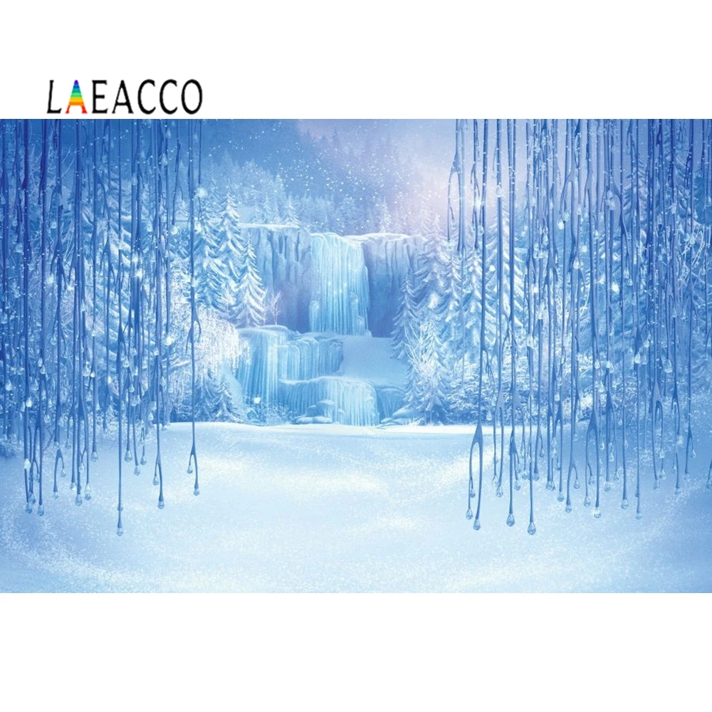 

Laeacco Ice Snow World Winter Photographic Backgrounds Photophone Decor Birthday Party Customized Photo Backdrops Photo Studio