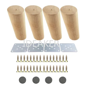 

4PCS Oak Wood 150x58x38mm Furniture Legs Reliable Diagonal Side Bracing Cabinet Table Sofa Legs Iron Pads Gaskets Screws