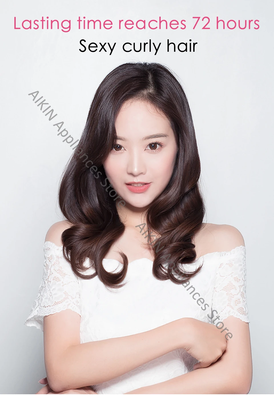 Curling de Ondas Níveis de Controle de Temperatura e Modelador de Cachos para Senhoras Coreano com 5 Aikin Riwa Grande Estilo 10 Aikin riwa Curling de ondas grande estilo